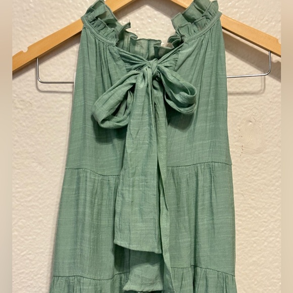 Entro Light Green Sleeveless Tiered High Neck Dress S - Picture 7 of 9